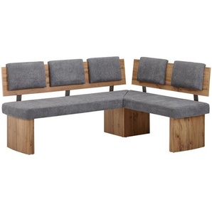 Cantus Eckbank, Grau, Eiche, Textil, Uni, 5-Sitzer, 195x155 cm, Stoffauswahl, Typenauswahl, seitenverkehrt erhältlich, Esszimmer, Bänke, Eckbänke