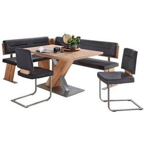 Cantus Eckbankgruppe, Anthrazit, Eiche, Edelstahl, Metall, Textil, Uni, Kufe, 205x155 cm, Esszimmer, Bänke, Tisch- & Eckbankgruppen