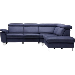 Cantus Ecksofa, Dunkelblau, Textil, Uni, 5-Sitzer, Ottomane rechts, L-Form, 271x242 cm, Bettkasten erhältlich, Fußauswahl, Lederauswahl, Stoffauswahl, Hocker Rückenfutter, Wohnzimmer, Sofas & Couches, Wohnlandschaften, Ecksofas