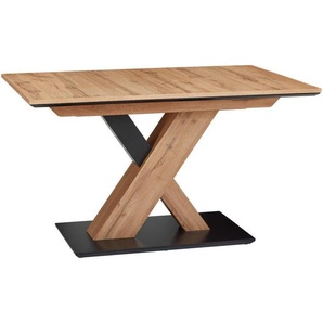 Cantus Esstisch, Schwarz, Eiche, Holzwerkstoff, rechteckig, X-Form, Bodenplatte, 70x75.5x110 cm, Esszimmer, Tische, Esstische