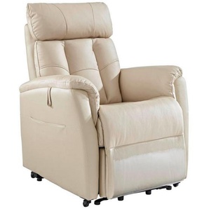 Cantus Fernsehsessel, Beige, Metall, Kunststoff, Textil, Leder, Kombination Echtleder/Lederlook, Büffelleder, 82x107x94 cm, Aufstehhilfe, Wohnzimmer,