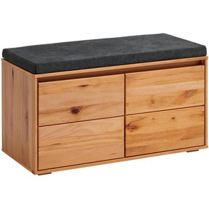 Cantus Garderobenbank Nanto, Kernbuche, Holz, Wildkernbuche, furniert, massiv, 1-Sitzer, Füllung: Kaltschaum, 85x43x38 cm, Garderobe, Garderobenbänke