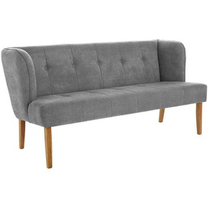 Cantus Sitzbank, Grau, Holz, Textil, Eiche, vollmassiv, 179x88x76 cm, Esszimmer, Bänke, Sitzbänke