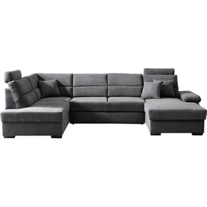 Cantus Wohnlandschaft , Anthrazit , Textil , Uni , 6-Sitzer , Füllung: Schaumstoff , nicht einzeln stellbar, U-Form , 319x183 cm , Made in Europe , Stoffauswahl, seitenverkehrt erhältlich , Wohnzimmer, Sofas & Couches, Wohnlandschaften, Ecksofas