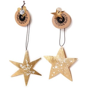 Capizsterne Good old friends goldfarben, Designer Sarah Baumann, 7x7 cm