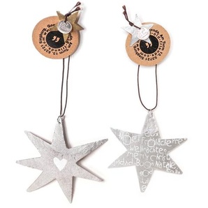 Capizsterne Good old friends silberfarben, Designer Sarah Baumann, 7x7 cm