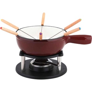 Fondue CARL SCHMIDT SOHN ALPEN Fondues rot (dunkelrot) Fondue Induktion, inkl. 6 Gabeln