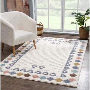 Carpet City Hochflor-Teppich Focus 3034, rechteckig, Höhe: 20 mm, Läufer, Boho, Hochtief-Muster/ 3D-Effekt, für Wohnzimmer, Schlafzimmer