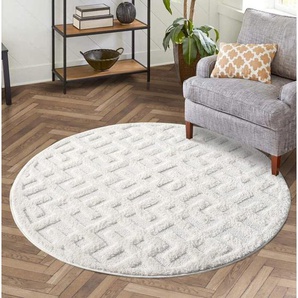 Carpet City Hochflor-Teppich FOCUS737, rund, Höhe: 20 mm, Boho-Teppich, Hochtief-Muster/ 3D-Effekt, für Wohnzimmer, Schlafzimmer