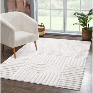 Carpet City Hochflor-Teppich FOCUS765, rechteckig, Höhe: 20 mm, Boho-Teppich, Hochtief-Muster/ 3D-Effekt, für Wohnzimmer, Schlafzimmer