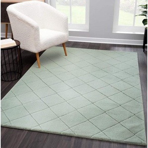 Carpet City Hochflor-Teppich Moment, rechteckig, Höhe: 31 mm, besonders weich, Kaninchen Fell Haptik, 3D-Effekt, Rauten, Wohnzimmer