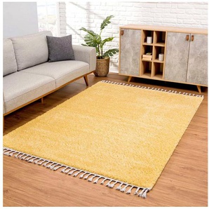 Carpet City Hochflor-Teppich Pulpy 100, rechteckig, Höhe: 30 mm, Läufer, weich, mit Fransen, uni, viele Größen, Wohnzimmer, Schafzimmer