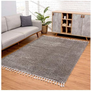 Carpet City Hochflor-Teppich Pulpy 100, rechteckig, Höhe: 30 mm, Läufer, weich, mit Fransen, uni, viele Größen, Wohnzimmer, Schafzimmer