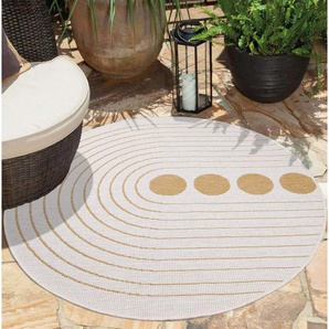 Carpet City Outdoorteppich DUO RUG 5739, rund, Höhe: 5 mm, Wendeteppich Wetterfest In- & Outdoor, Balkon, Terrasse, Wohnzimmer
