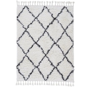 carpetfine Hochflor-Teppich Eddy, rechteckig, Höhe: 30 mm, auch in quadratischer Form, mit Fransen, Wohnzimmer