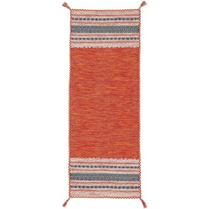 carpetfine Läufer Kelim Azizi, rechteckig, Höhe: 5 mm, Baumwolle, Wendeteppich mit Fransen, Wohnzimmer