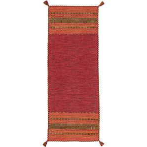 carpetfine Läufer Kelim Azizi, rechteckig, Höhe: 5 mm, Baumwolle, Wendeteppich mit Fransen, Wohnzimmer