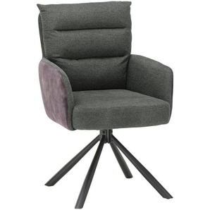 Carryhome Armlehnstuhl , Grau, Aubergine , Textil , eckig , 58x94x67 cm , Stoffauswahl, Sitzfläche 180° drehbar, automatische Rückholfunktion , Esszimmer, Stühle, Esszimmerstühle, Armlehnenstühle