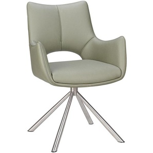 Carryhome Armlehnstuhl, Grün, Edelstahl, Metall, Textil, Drehkreuz, 59x88.5x62 cm, Sitzfläche 360° drehbar, inklusive Armlehnen, Esszimmer, Stühle, Esszimmerstühle, Armlehnenstühle