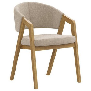 Carryhome Armlehnstuhl, Natur, Eiche, Textil, Eiche, massiv, eckig, 59x96x60 cm, Stoffauswahl, Esszimmer, Stühle, Esszimmerstühle, Armlehnenstühle
