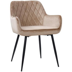 Carryhome Armlehnstuhl, Schwarz, Beige, Metall, Textil, Rundrohr, 56x79x58 cm, Bsci, inklusive Armlehnen, Esszimmer, Stühle, Esszimmerstühle,