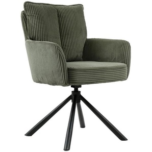Carryhome Armlehnstuhl, Schwarz, Dunkelgrün, Metall, Textil, Drehkreuz, 61x90x67 cm, Bsci, Stoffauswahl, Sitzfläche 360° drehbar, inklusive Armlehnen, Esszimmer, Stühle, Esszimmerstühle, Armlehnenstühle