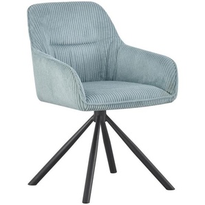 Carryhome Armlehnstuhl, Schwarz, Hellblau, Metall, Textil, Drehkreuz, 56x83x62 cm, Stoffauswahl, Sitzfläche 360° drehbar, inklusive Armlehnen, Esszimmer, Stühle, Esszimmerstühle, Armlehnenstühle