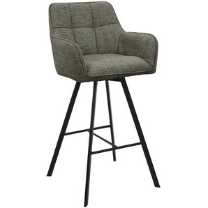 Carryhome Barhocker, Grün, Schwarz, Metall, Textil, eckig, Flachrohr, 55x108x58.5 cm, Sitzfläche 180° drehbar, automatische Rückholfunktion, Esszimmer, Barmöbel, Barhocker