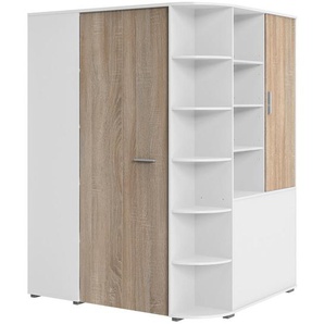 Carryhome Begehbarer , Weiß, Eiche , Holzwerkstoff , 16 Fächer , 124x199x148 cm , Typenauswahl, Beimöbel erhältlich, umfangreiches Zubehör in verschiedenen Holzdekoren erhältlich , Kinder & Jugendmöbel, Jugendmöbel, Jugendkleiderschränke