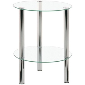 Carryhome Beistelltisch, Chrom, Metall, Glas, rund, zylindrisch, 35x47x35 cm, Wohnzimmer, Wohnzimmertische, Beistelltische, Beistelltische Metall