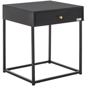 Carryhome Beistelltisch, Schwarz, Metall, 1 Schubladen, rechteckig, eckig, 41x50x43 cm, einfacher Aufbau, Wohnzimmer, Wohnzimmertische,