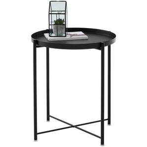 Carryhome Beistelltisch, Schwarz, Metall, rund, rund, 47.5x53x47.5 cm, abnehmbares Tablett, Wohnzimmer, Wohnzimmertische, Beistelltische