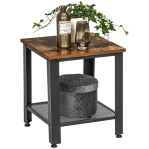 Carryhome Beistelltisch, Schwarz, Walnuss, Metall, Holzwerkstoff, quadratisch, eckig, 40x45x40 cm, Wohnzimmer, Wohnzimmertische, Beistelltische,