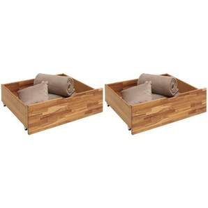 Carryhome Bettkastenset, Wildeiche, Holz, Wildeiche, massiv, 83x29x68 cm, Schlafzimmer, Betten, Bettkasten