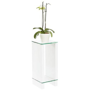 Carryhome Blumentisch, Klar, Weiß, Glas, Holzwerkstoff, quadratisch,quadratisch, 25x60x25 cm, Wohnzimmer, Wohnzimmertische, Blumenständer
