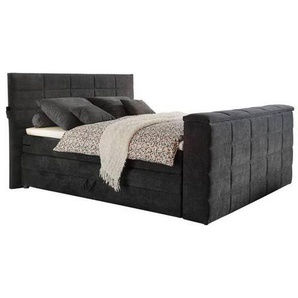 Carryhome Boxspringbett, Anthrazit, Textil, H2 + H3, 7-Zonen, Höhe ca. 18 cm, 180x200 cm, Topper durchgehend, Wendematratze mit unterschiedlichen