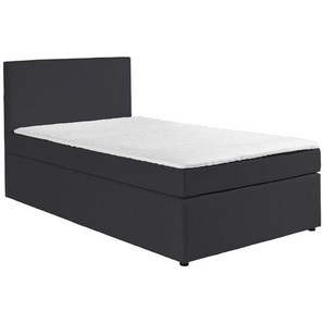Carryhome Boxspringbett, Anthrazit, Textil, H2, Höhe ca. 15 cm, 120x200 cm, Topper durchgehend, Kinder- & Jugendzimmer, Jugendmöbel, Jugendbetten,