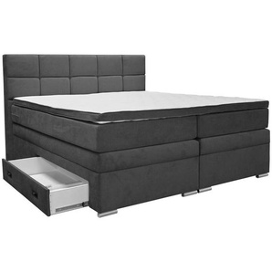 Carryhome Boxspringbett, Anthrazit, Textil, H3, 5-Zonen, Höhe ca. 18 cm, 160x200 cm, Topper durchgehend, in verschiedenen Größen erhältlich, Schlafzimmer, Betten, Doppelbetten