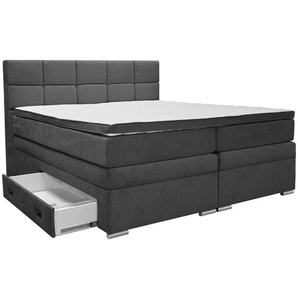 Carryhome Boxspringbett, Anthrazit, Textil, H3, 5-Zonen, Höhe ca. 18 cm, 160x200 cm, Topper durchgehend, in verschiedenen Größen erhältlich,