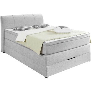 Carryhome Boxspringbett, Silber, Textil, H2 + H3, 7-Zonen, Höhe ca. 20 cm, 120x200 cm, Topper durchgehend, Schlafzimmer, Betten, Boxspringbetten