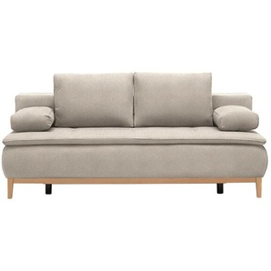 Carryhome Boxspringsofa, Beige, Textil, Buche, massiv, 2-Sitzer, Füllung: Schaumstoff, 202x78-93x100 cm, Stoffauswahl, Schlafen auf Sitzhöhe, Wohnzimmer, Sofas & Couches, Schlafsofas, Schlafsofas mit Bettkasten