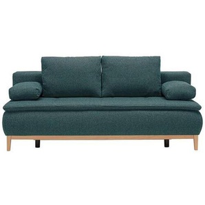 Carryhome Boxspringsofa, Petrol, Textil, Buche, massiv, 2-Sitzer, Füllung: Schaumstoff, 202x78x93 cm, Stoffauswahl, Schlafen auf Sitzhöhe, Wohnzimmer,