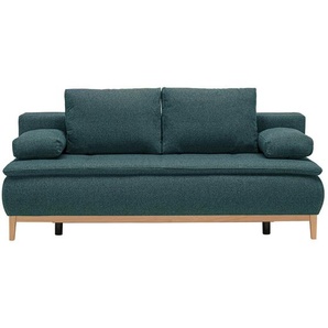 Carryhome Boxspringsofa, Petrol, Textil, Buche, massiv, 2-Sitzer, Füllung: Schaumstoff, 202x78x93 cm, Stoffauswahl, Schlafen auf Sitzhöhe, Wohnzimmer,
