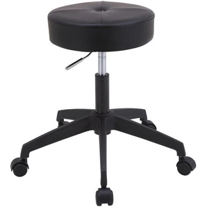 Carryhome Bürohocker, Schwarz, Silber, Metall, Kunststoff, Textil, Rollen, Drehkreuz, 35x49-61x35 cm, Arbeitszimmer, Bürostühle, Bürohocker