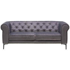 Carryhome Chesterfield-Sofa, Anthrazit, Textil, 2,5-Sitzer, 195x75x90 cm, Typenauswahl, Stoffauswahl, Wohnzimmer, Sofas & Couches, Sofas, Chesterfield Sofas