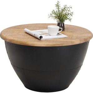 Carryhome Couchtisch, Braun, Schwarz, Holz, Metall, Mangoholz, massiv, rund, 72x43x72 cm, Stauraum, Wohnzimmer, Wohnzimmertische, Couchtische, Couchtische Metall