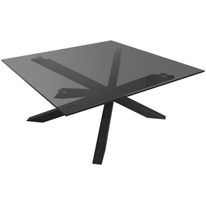 Carryhome Couchtisch, Grau, Schwarz, Metall, Glas, quadratisch, eckig, 90x38x90 cm, Wohnzimmer, Wohnzimmertische, Couchtische