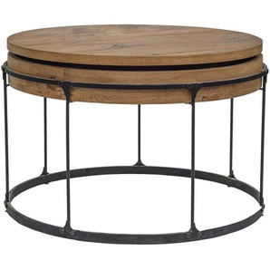 Carryhome Couchtisch, Schwarz, Eiche, Holz, Metall, Eiche, massiv, rund, rund, 73x48x73 cm, Wohnzimmer, Wohnzimmertische, Couchtische, Couchtische Metall