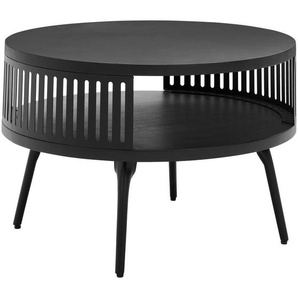 Carryhome Couchtisch, Schwarz, Holz, Metall, Mangoholz, massiv, rund, konisch, 75x44x75 cm, Wohnzimmer, Wohnzimmertische, Couchtische, Couchtische Metall