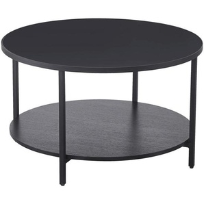 Carryhome Couchtisch, Schwarz, Metall, Glas, Holzwerkstoff, rund, Flachrohr, 75x45x75 cm, einfacher Aufbau, Wohnzimmer, Wohnzimmertische, Couchtische, Couchtische Glas